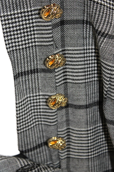 Valentina Shah Womens Dress Pants Gray Check Virgin Wool Size 2