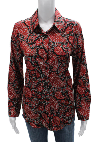 Sophyline Women Paisley Collared Button-Up Top Multicolor Long Sleeve Size S
