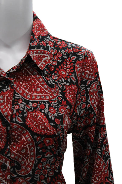 Sophyline Women Paisley Collared Button-Up Top Multicolor Long Sleeve Size S