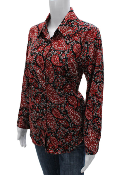 Sophyline Women Paisley Collared Button-Up Top Multicolor Long Sleeve Size S