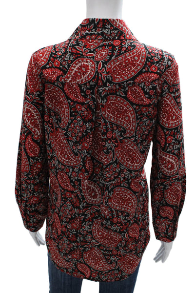 Sophyline Women Paisley Collared Button-Up Top Multicolor Long Sleeve Size S