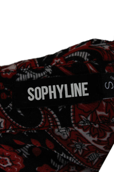 Sophyline Women Paisley Collared Button-Up Top Multicolor Long Sleeve Size S