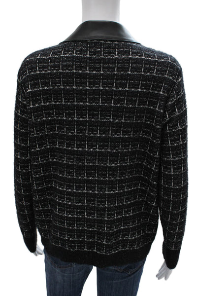 Marina V Women Basic Jacket Black Check Polyamide Button Long Sleeve Size 1