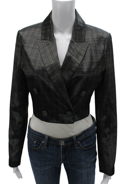 Cami NYC Women Basic Jacket Gray Checked Long Sleeve Size S