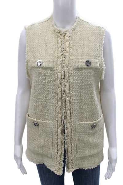 Pinko Womens Ivory Sleeveless Cotton Vest Hook & Loop Bust 32 Size 2