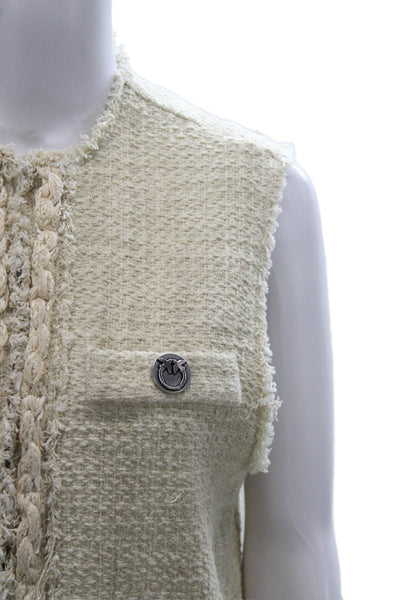 Pinko Womens Ivory Sleeveless Cotton Vest Hook & Loop Bust 32 Size 2
