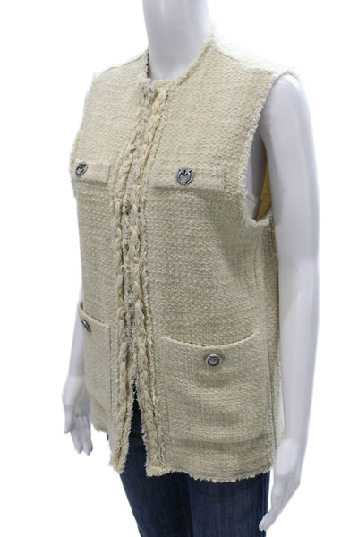Pinko Womens Ivory Sleeveless Cotton Vest Hook & Loop Bust 32 Size 2