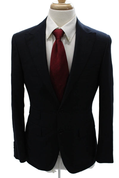 Canali Mens Blue Wool Blazer Solid Size 46