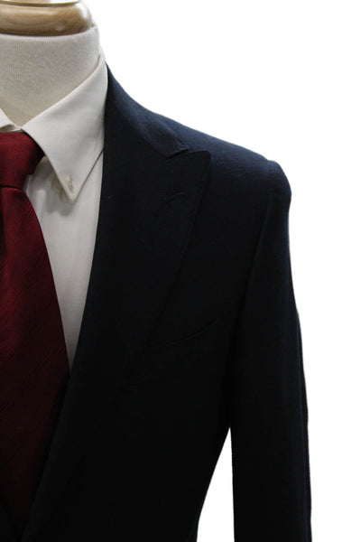 Canali Mens Blue Wool Blazer Solid Size 46