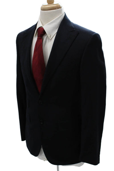 Canali Mens Blue Wool Blazer Solid Size 46