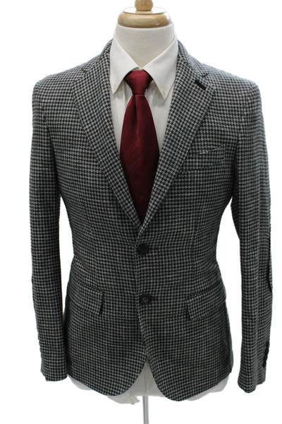 Pal Zileri Mens Blazer Black Checked Wool Size 38