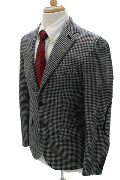 Pal Zileri Mens Blazer Black Checked Wool Size 38