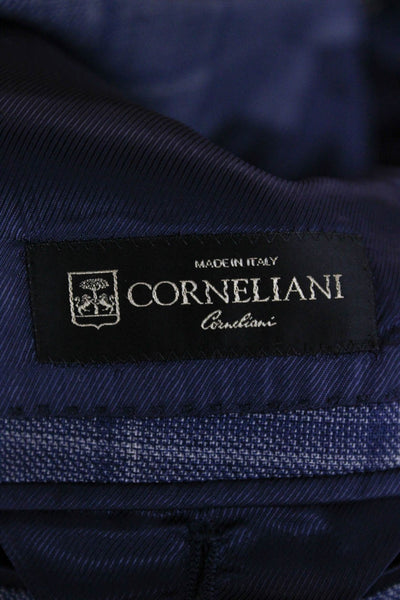 Corneliani Mens Blue Plaid Virgin Wool Blazer Size 46
