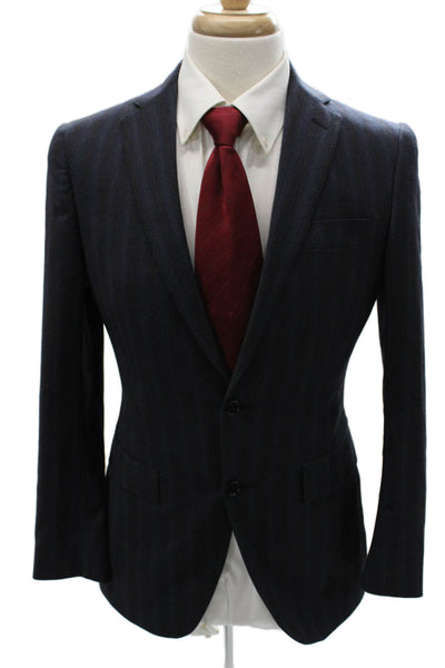 Tombolini Mens Wool Striped Blazer Blue Size 48