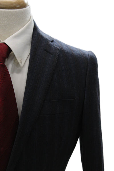 Tombolini Mens Wool Striped Blazer Blue Size 48