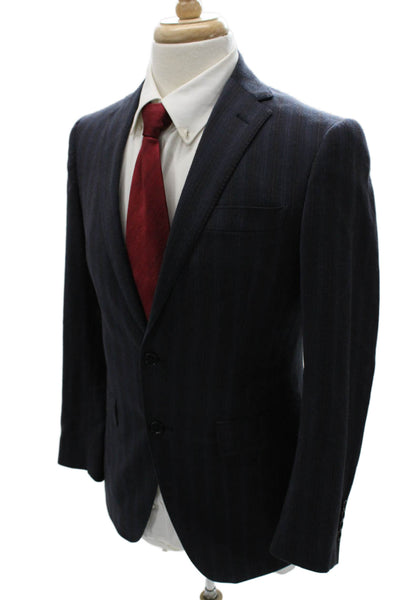 Tombolini Mens Wool Striped Blazer Blue Size 48