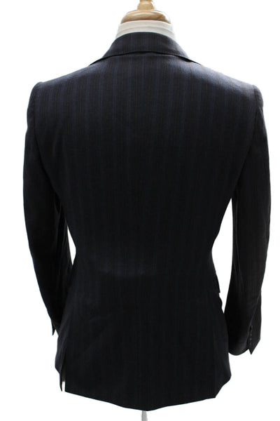Tombolini Mens Wool Striped Blazer Blue Size 48
