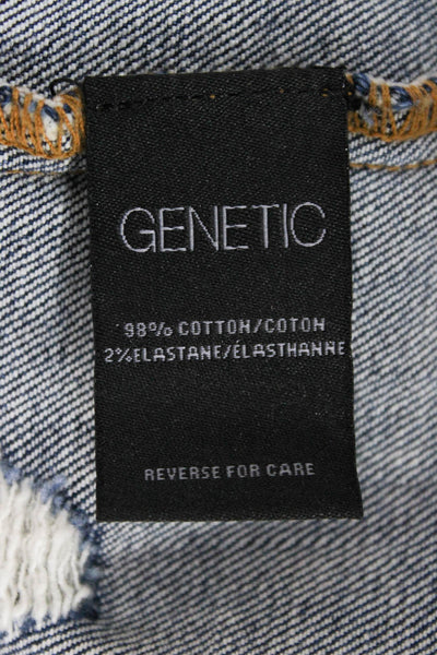 Genetic Women Basic Jacket Blue Cotton Button Short Sleeve Size M