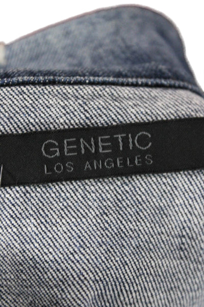 Genetic Women Basic Jacket Blue Cotton Button Short Sleeve Size M