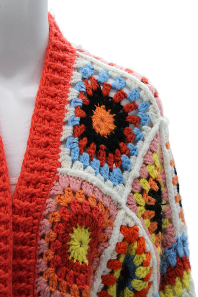 Anja Rock Womens Multicolor V-Neck Geometric Cardigan 3/4 Sleeve Size S