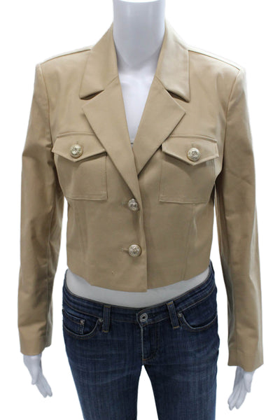 Generation Love Womens Beige Military Jacket Long Sleeve Button Size S