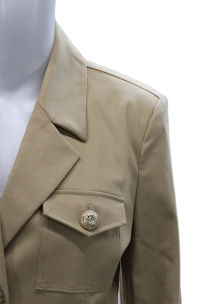 Generation Love Womens Beige Military Jacket Long Sleeve Button Size S