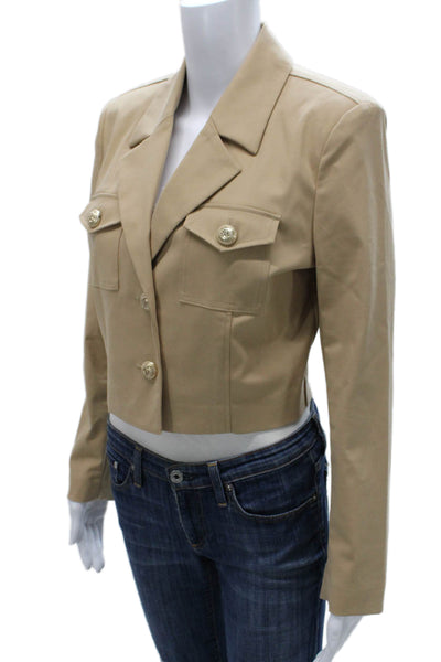 Generation Love Womens Beige Military Jacket Long Sleeve Button Size S