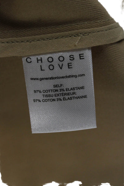 Generation Love Womens Beige Military Jacket Long Sleeve Button Size S