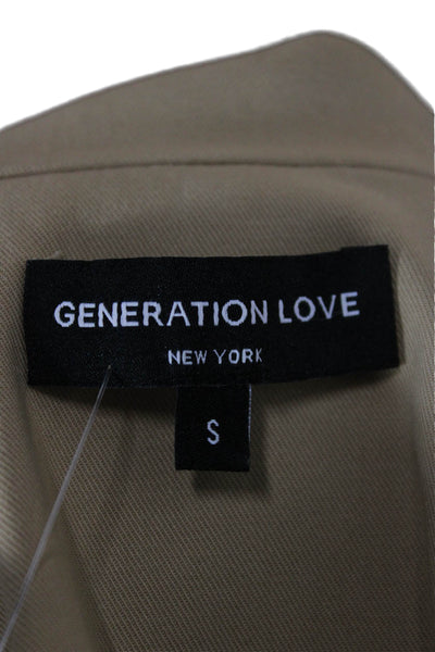 Generation Love Womens Beige Military Jacket Long Sleeve Button Size S