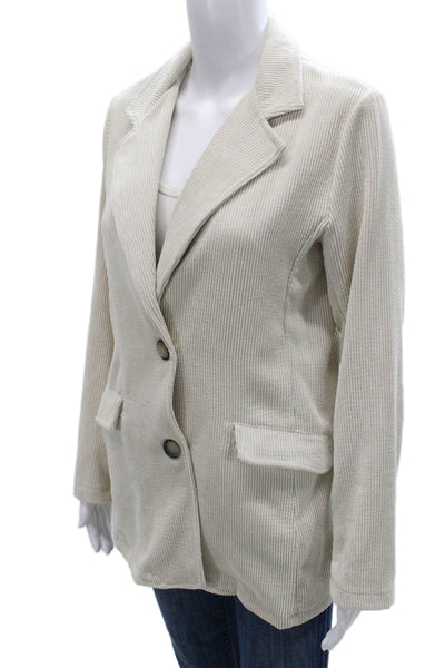 Johanna Paris Womens Basic Jacket Beige Button Polyester Long Sleeve Size S