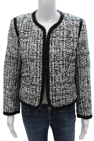 Sandro Womens Basic Jacket Black Polyester Abstract Hook & Loop Size 36