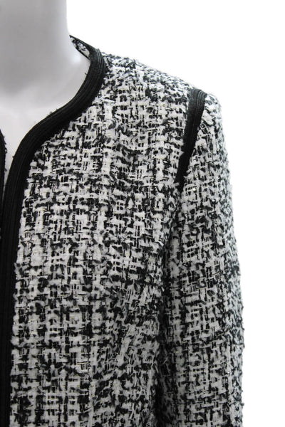Sandro Womens Basic Jacket Black Polyester Abstract Hook & Loop Size 36
