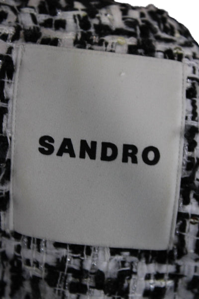 Sandro Womens Basic Jacket Black Polyester Abstract Hook & Loop Size 36
