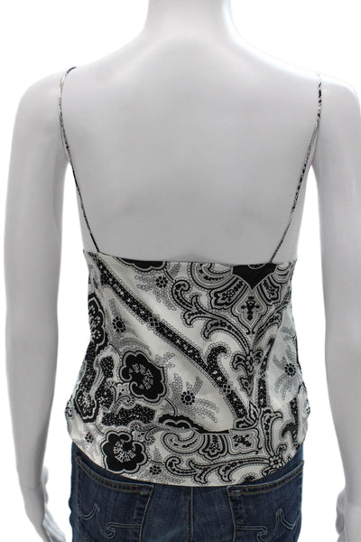 Caroline Constas Womens Black Silk Paisley V-Neck Camisole Sleeveless Size M