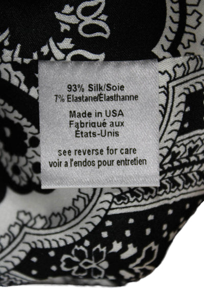 Caroline Constas Womens Black Silk Paisley V-Neck Camisole Sleeveless Size M