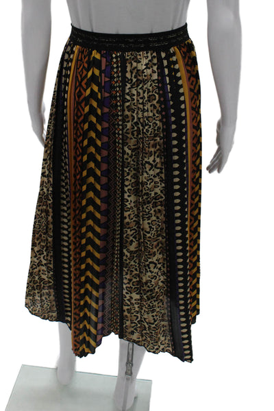 Miss Miss Women Pleated Animal Print Midi Skirt Multicolor Size S