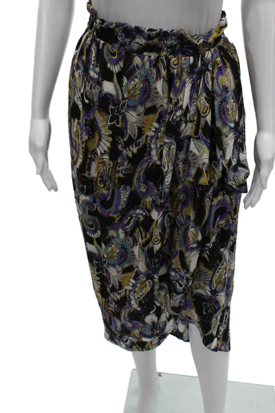 IRO Womens Wrap Skirt Multicolor Paisley Viscose Midi Size 36