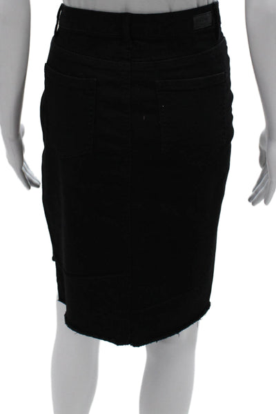 Black Label Womens Straight Pencil Skirt Black Button Cotton Blend Size L