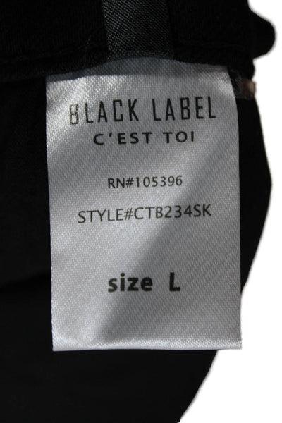 Black Label Womens Straight Pencil Skirt Black Button Cotton Blend Size L
