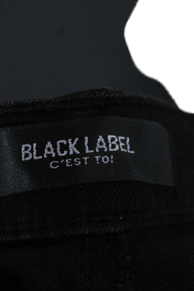 Black Label Womens Straight Pencil Skirt Black Button Cotton Blend Size L