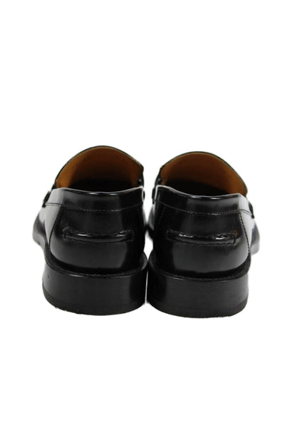 Christian Dior Womens Slip On Logo Buckle Leather Loafers Black Size 40
