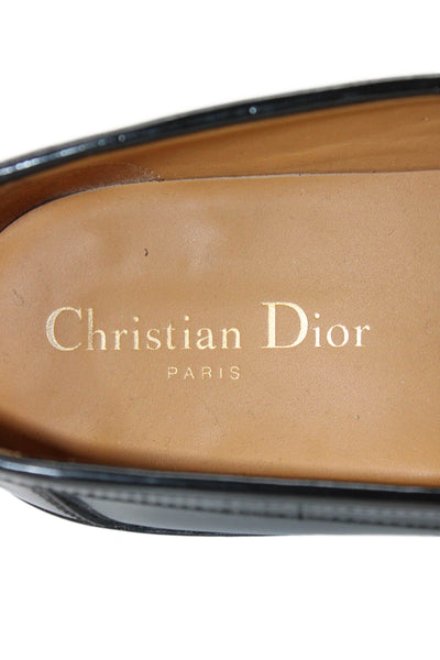 Christian Dior Womens Slip On Logo Buckle Leather Loafers Black Size 40