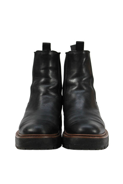 Sam Edelman Womens Slip On Block Heel Leather Ankle Boots Black Size 9.5