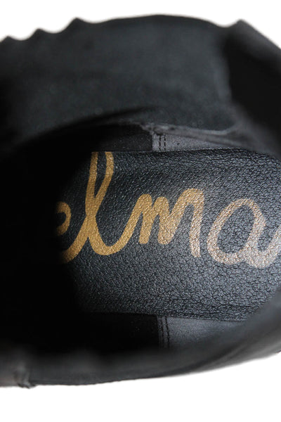 Sam Edelman Womens Slip On Block Heel Leather Ankle Boots Black Size 9.5