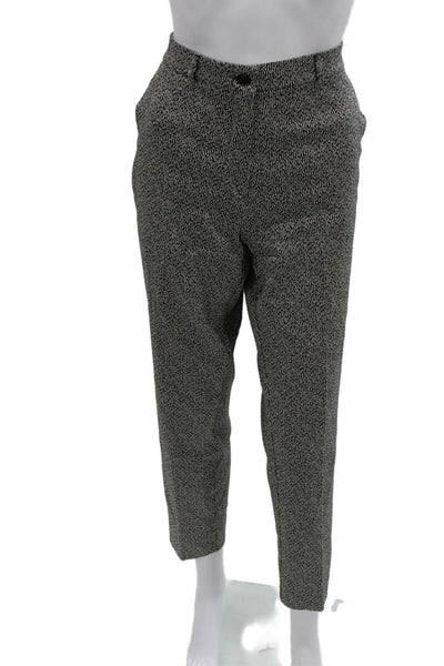 Etro Women Dress Pants Black Geometric Cotton Button Size 44