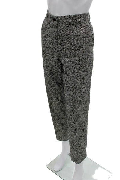 Etro Women Dress Pants Black Geometric Cotton Button Size 44