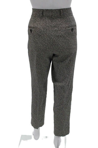 Etro Women Dress Pants Black Geometric Cotton Button Size 44
