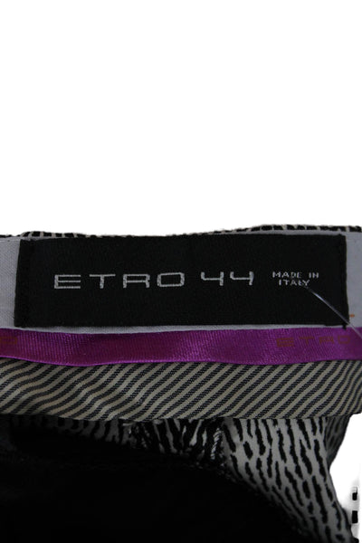 Etro Women Dress Pants Black Geometric Cotton Button Size 44
