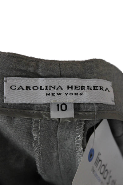 Carolina Herrera Womens Dress Pants Gray Wool Button Inseam 32 Size 10