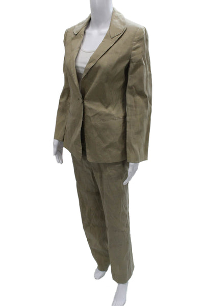 Giorgio Armani Womens Linen Blend One Button Blazer Pants Set Suit Brown Size 40
